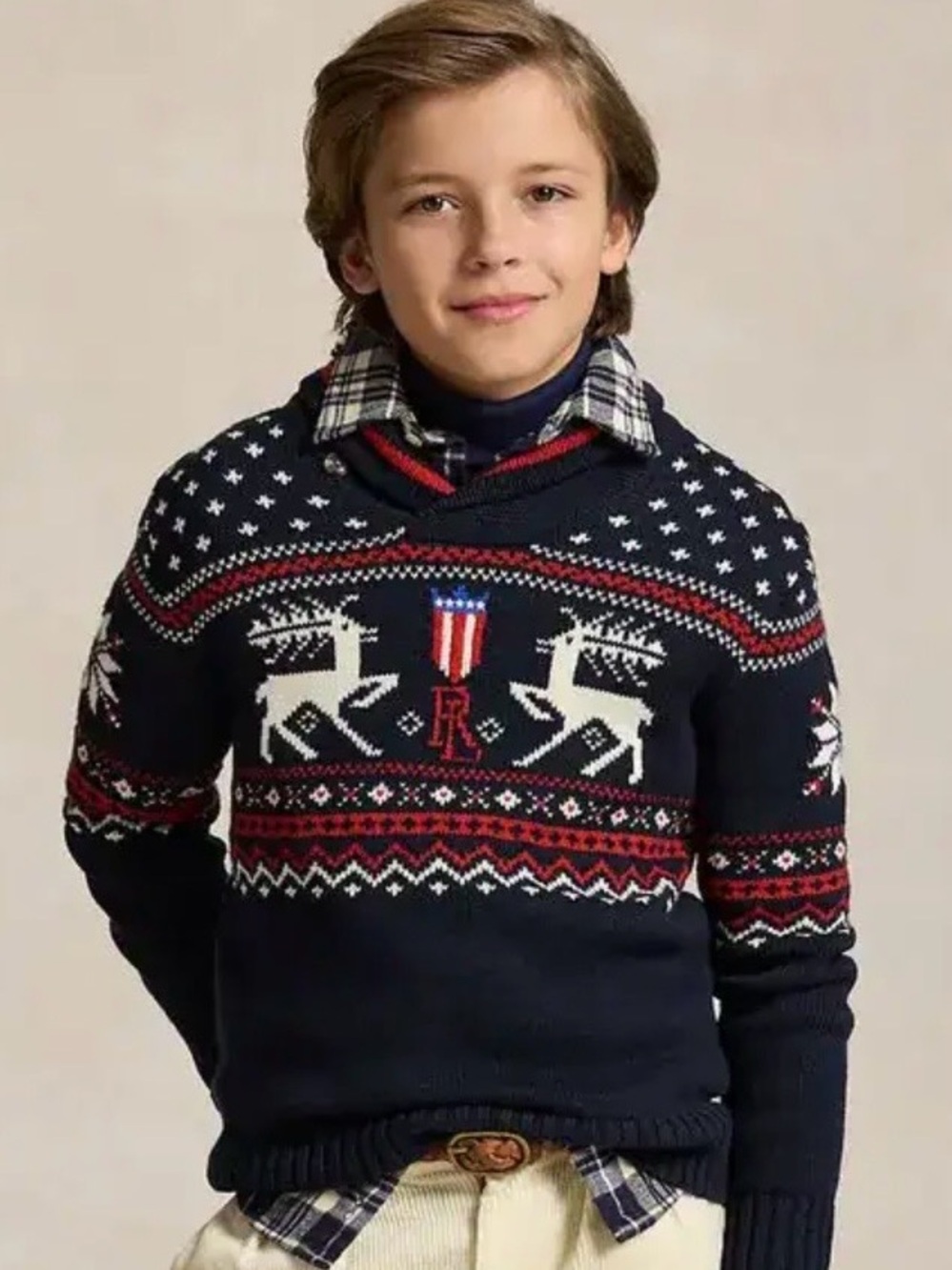 Polo Ralph Lauren Sweater
Navy Reindeer Holiday Style Pullover  Boy/ Girl Sz 6